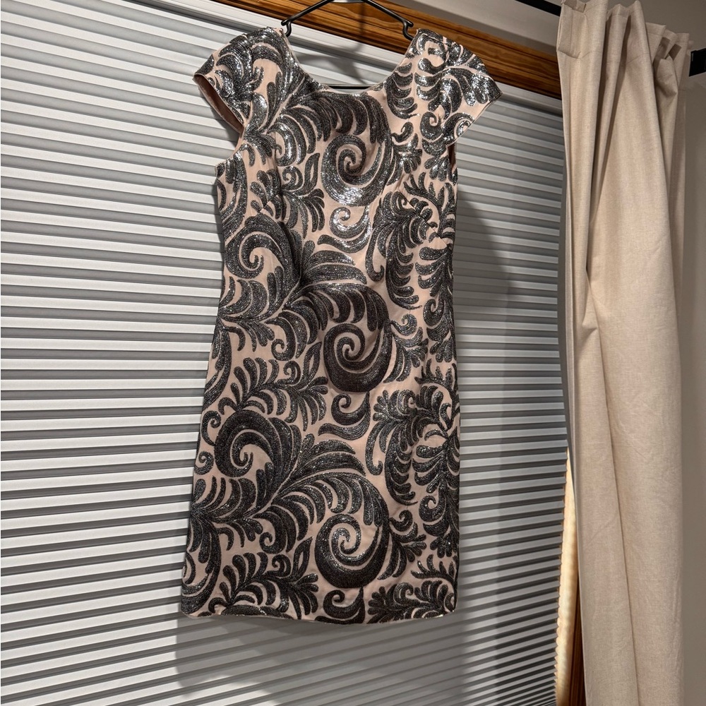 Adrianna Papell Black and blush pink Sheath Mini Dress